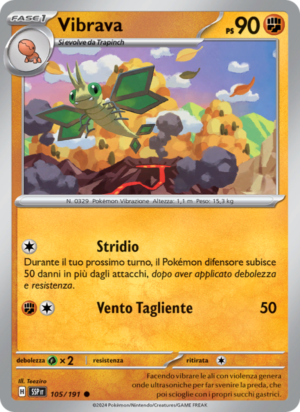 Vibrava 105/252 — Scintille Folgoranti (Italian Pokémon TCG card)