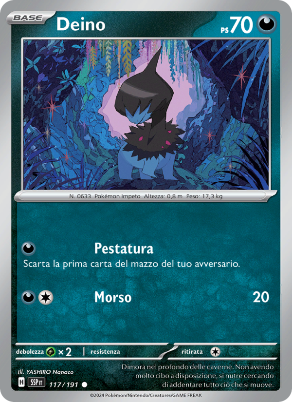 Deino 117/252 — Scintille Folgoranti (Italian Pokémon TCG card)