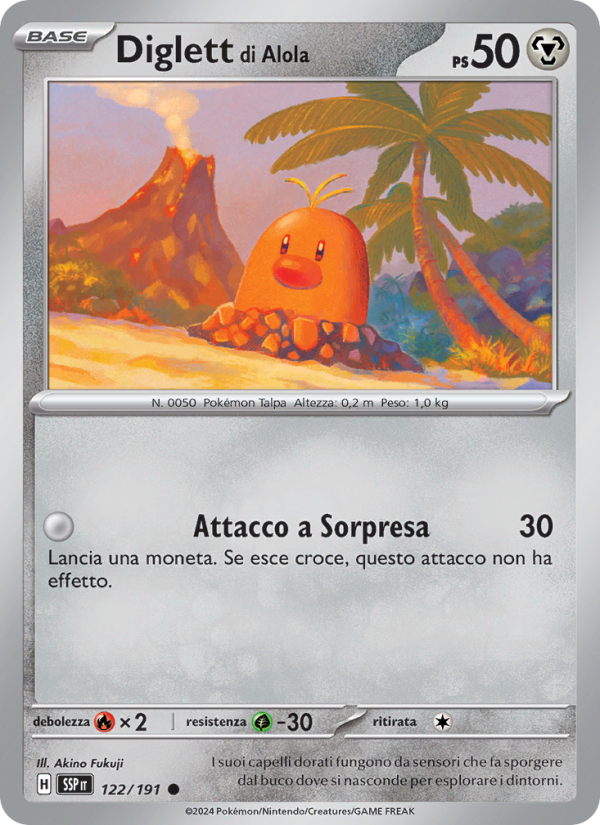 Diglett di Alola 122/252 — Scintille Folgoranti (Italian Pokémon TCG card)