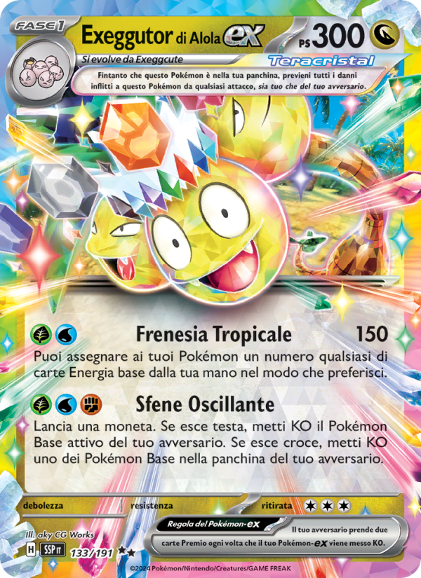 Exeggutor di Alola-ex 133/252 — Scintille Folgoranti (Italian Pokémon TCG card)