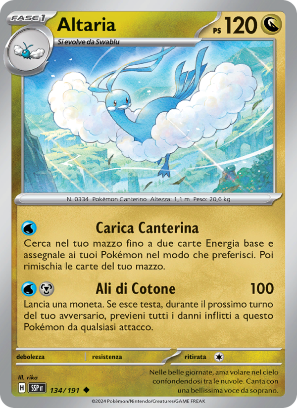 Altaria 134/252 — Scintille Folgoranti (Italian Pokémon TCG card)