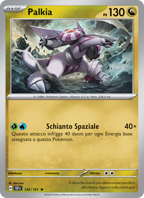 Palkia 136/252 — Scintille Folgoranti (Italian Pokémon TCG card)