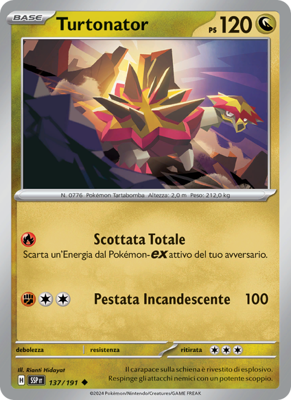 Turtonator 137/252 — Scintille Folgoranti (Italian Pokémon TCG card)