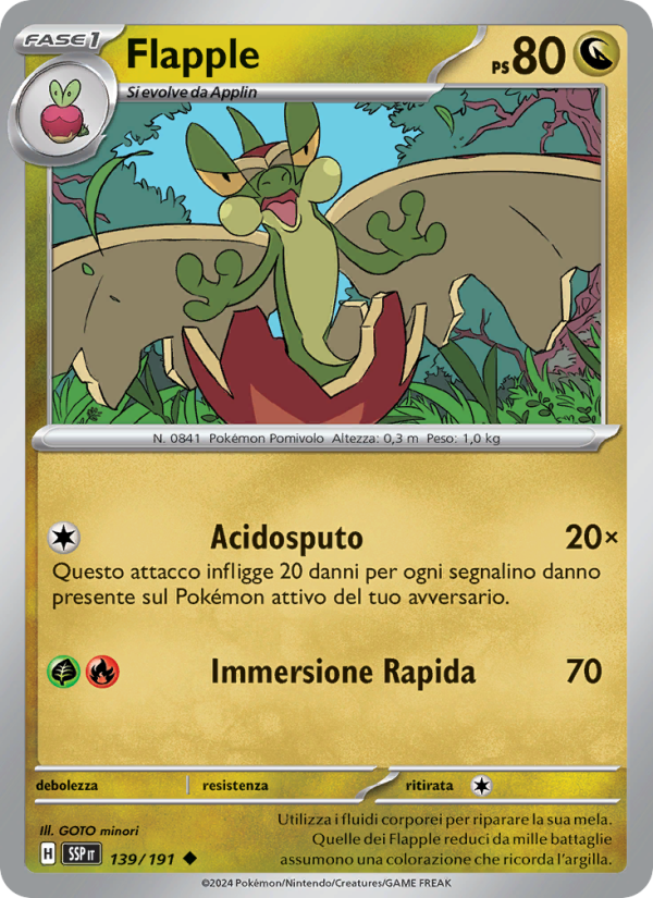 Flapple 139/252 — Scintille Folgoranti (Italian Pokémon TCG card)