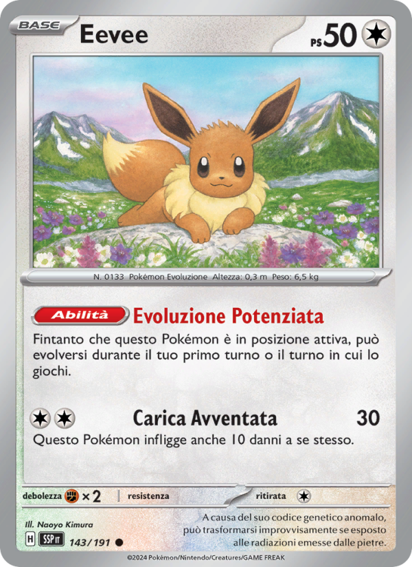 Eevee 143/252 — Scintille Folgoranti (Italian Pokémon TCG card)