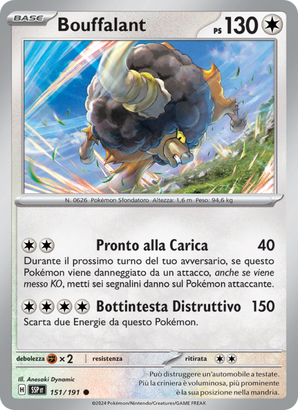 Bouffalant 151/252 — Scintille Folgoranti (Italian Pokémon TCG card)