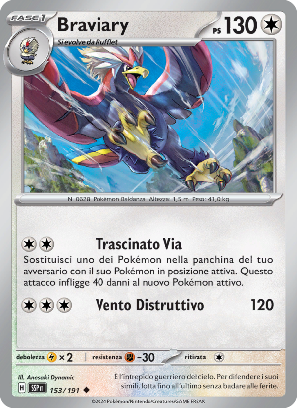 Braviary 153/252 — Scintille Folgoranti (Italian Pokémon TCG card)