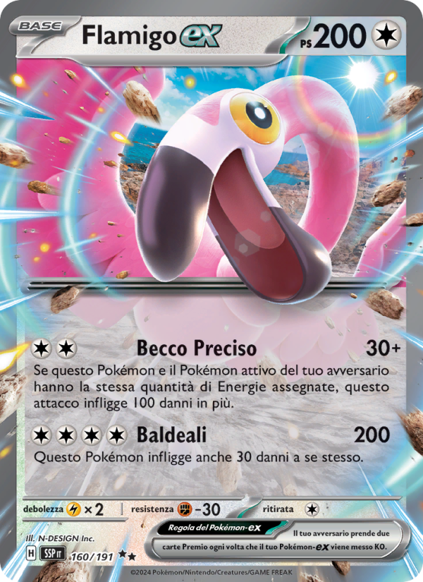 Flamigo-ex 160/252 — Scintille Folgoranti (Italian Pokémon TCG card)