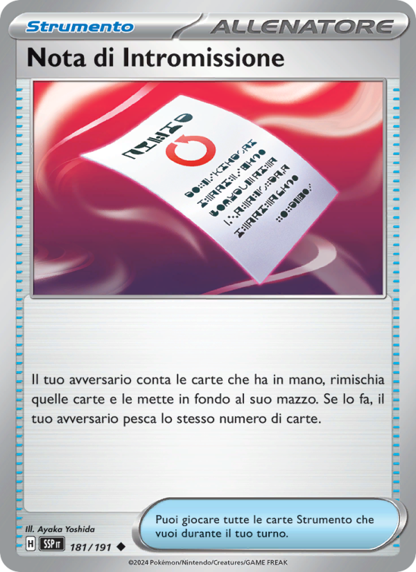 Nota di Intromissione 181/252 — Scintille Folgoranti (Italian Pokémon TCG card)