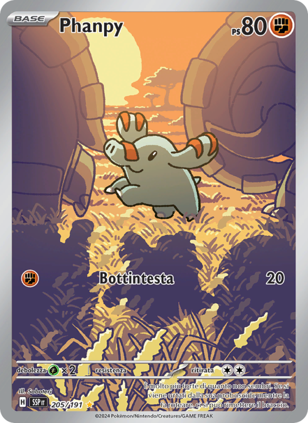 Phanpy 205/252 — Scintille Folgoranti (Italian Pokémon TCG card)