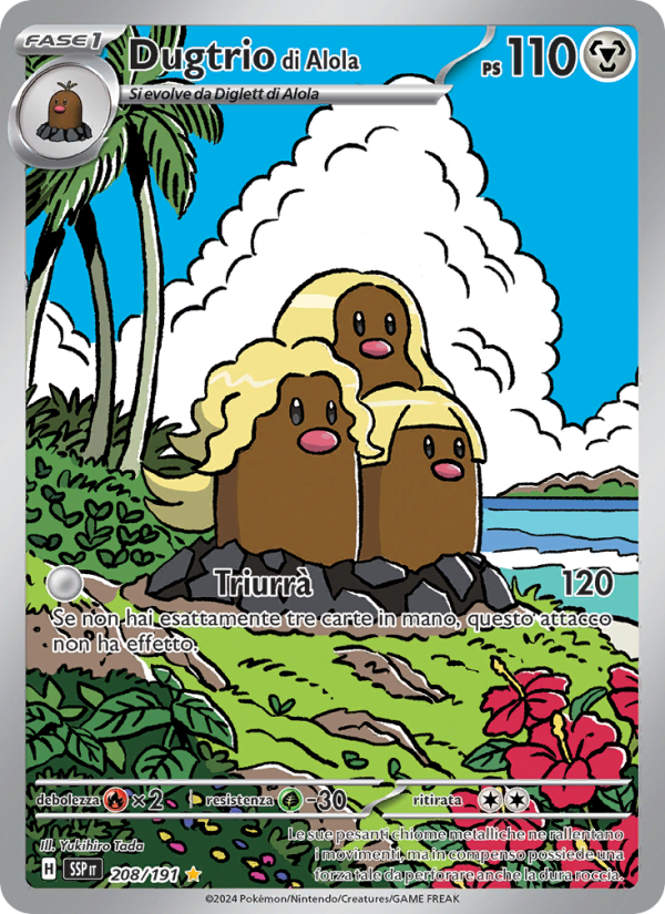 Dugtrio di Alola 208/252 — Scintille Folgoranti (Italian Pokémon TCG card)