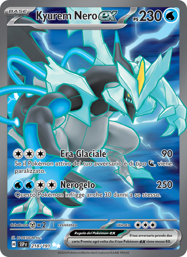 Kyurem Nero-ex 218/252 — Scintille Folgoranti (Italian Pokémon TCG card)