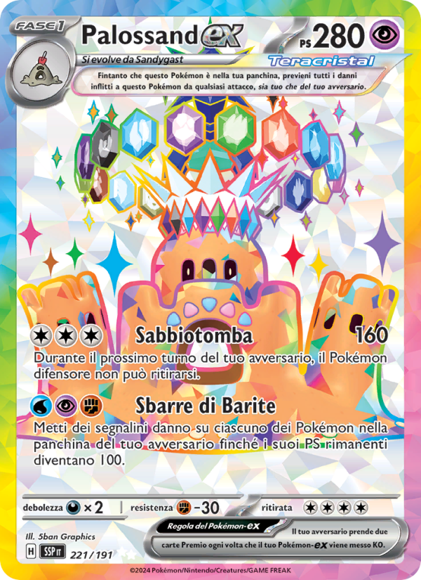 Palossand-ex 221/252 — Scintille Folgoranti (Italian Pokémon TCG card)