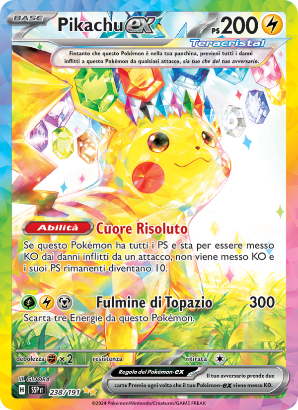 Pikachu-ex 238/252 — Scintille Folgoranti (Italian Pokémon TCG card)