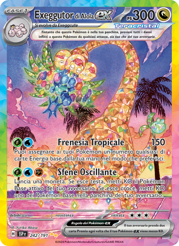 Exeggutor di Alola-ex 242/252 — Scintille Folgoranti (Italian Pokémon TCG card)