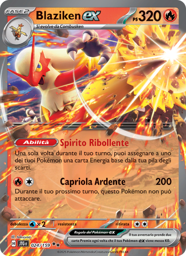 Blaziken-ex 024/190 — Avventure Insieme (Italian Pokémon TCG card)