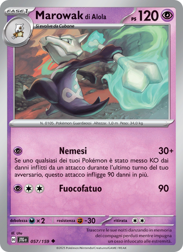 Marowak di Alola 057/190 — Avventure Insieme (Italian Pokémon TCG card)