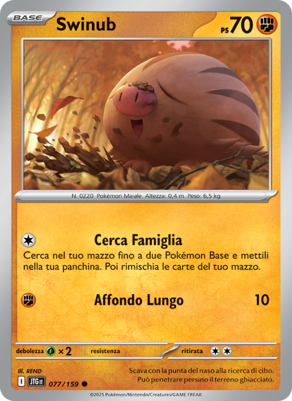 Swinub 077/190 — Avventure Insieme (Italian Pokémon TCG card)