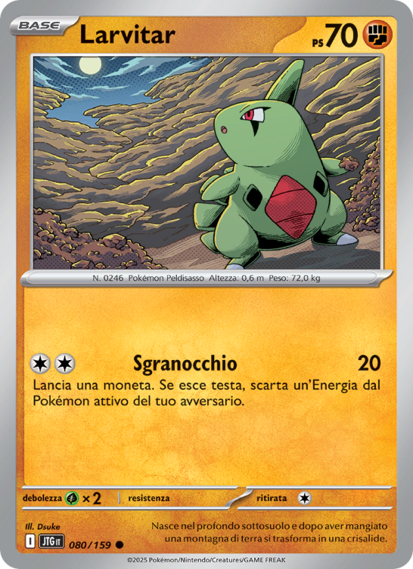 Larvitar 080/190 — Avventure Insieme (Italian Pokémon TCG card)