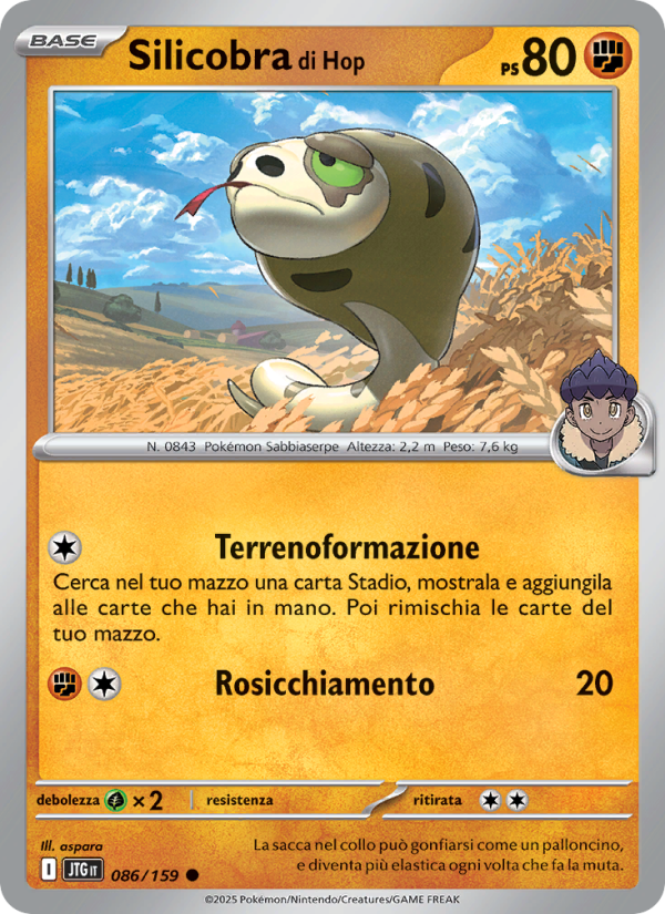 Silicobra di Hop 086/190 — Avventure Insieme (Italian Pokémon TCG card)