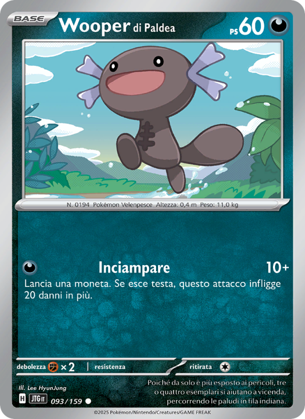 Wooper di Paldea 093/190 — Avventure Insieme (Italian Pokémon TCG card)