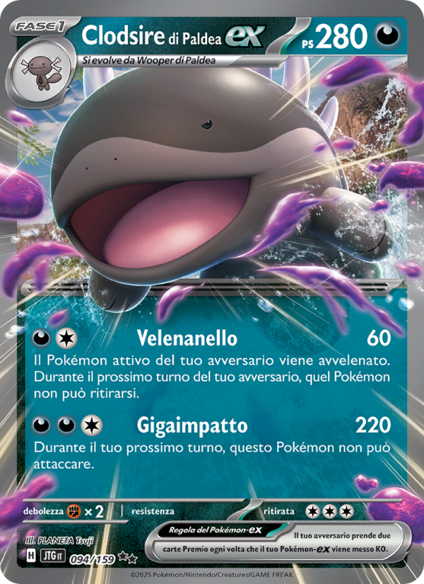 Clodsire di Paldea-ex 094/190 — Avventure Insieme (Italian Pokémon TCG card)