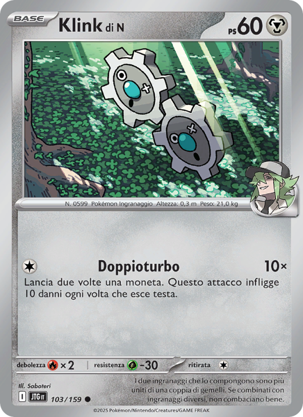 Klink di N 103/190 — Avventure Insieme (Italian Pokémon TCG card)