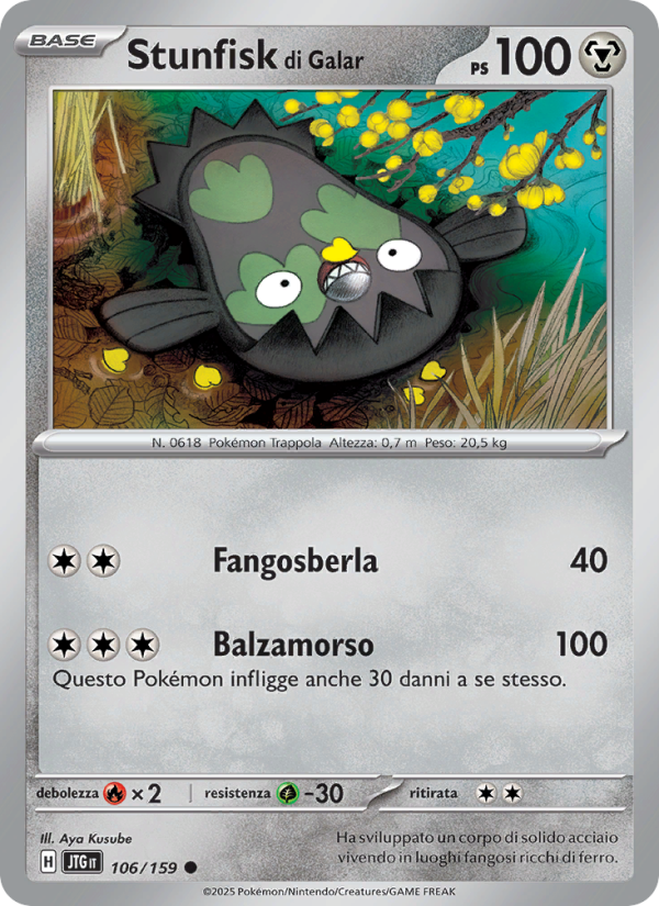 Stunfisk di Galar 106/190 — Avventure Insieme (Italian Pokémon TCG card)