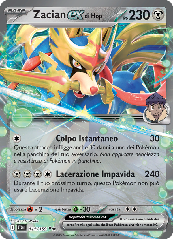 Zacian-ex di Hop 111/190 — Avventure Insieme (Italian Pokémon TCG card)