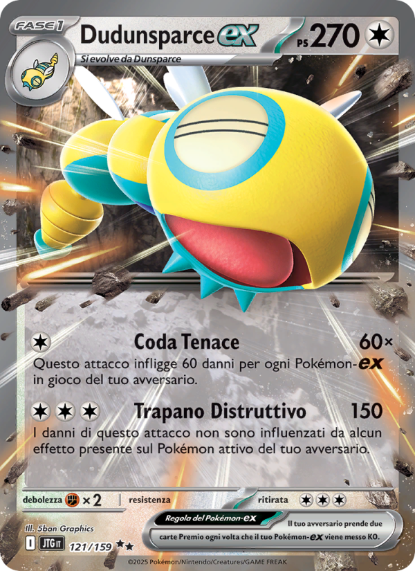 Dudunsparce-ex 121/190 — Avventure Insieme (Italian Pokémon TCG card)