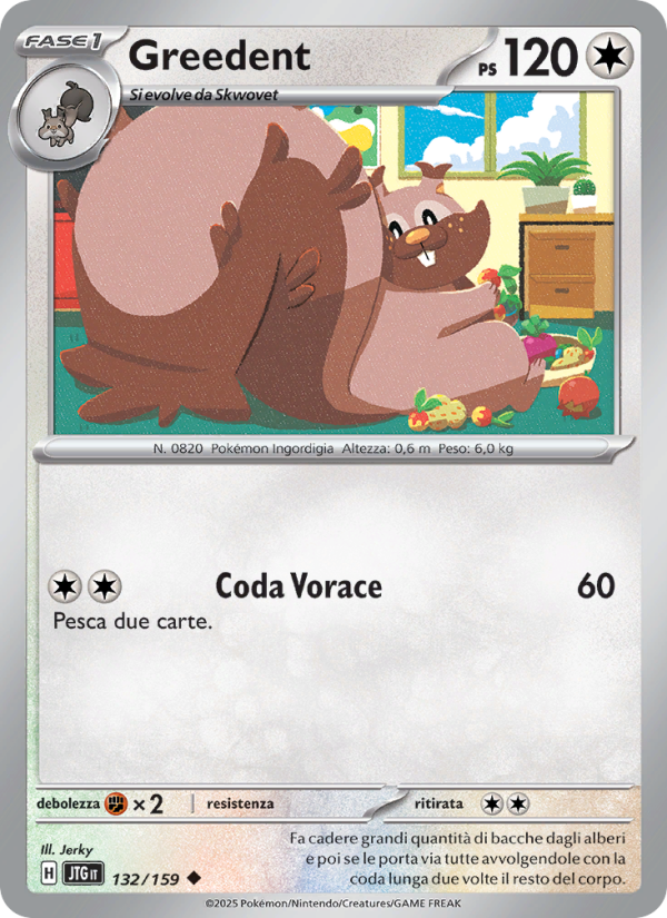 Greedent 132/190 — Avventure Insieme (Italian Pokémon TCG card)