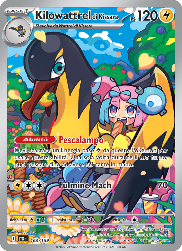 Kilowattrel di Kissara 163/190 — Avventure Insieme (Italian Pokémon TCG card)