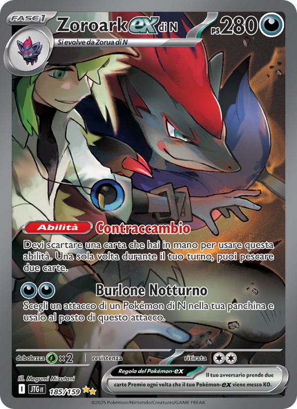 Zoroark-ex di N 185/190 — Avventure Insieme (Italian Pokémon TCG card)