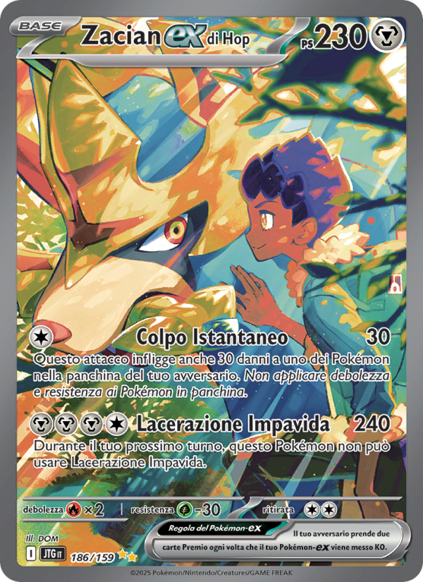 Zacian-ex di Hop 186/190 — Avventure Insieme (Italian Pokémon TCG card)