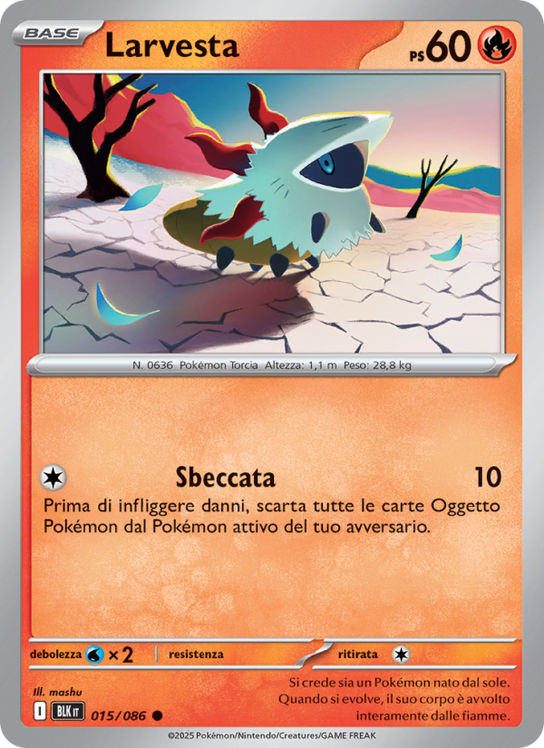Larvesta 015/172 — Luce Nera (Italian Pokémon TCG card)