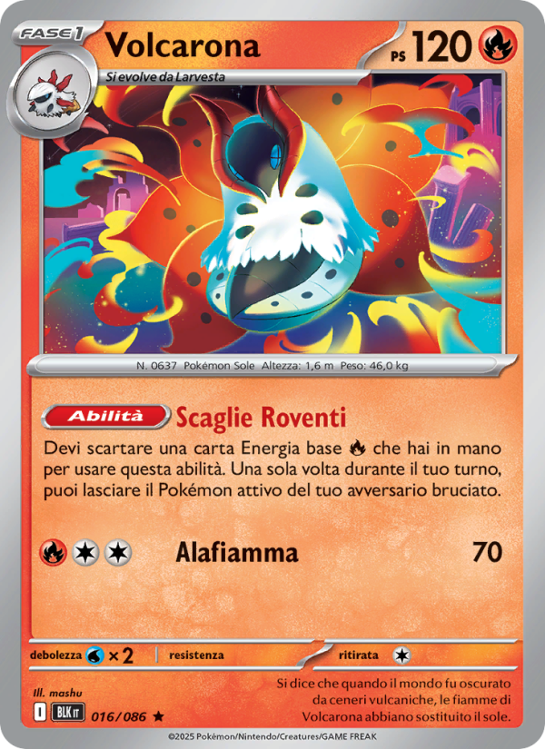 Volcarona 016/172 — Luce Nera (Italian Pokémon TCG card)