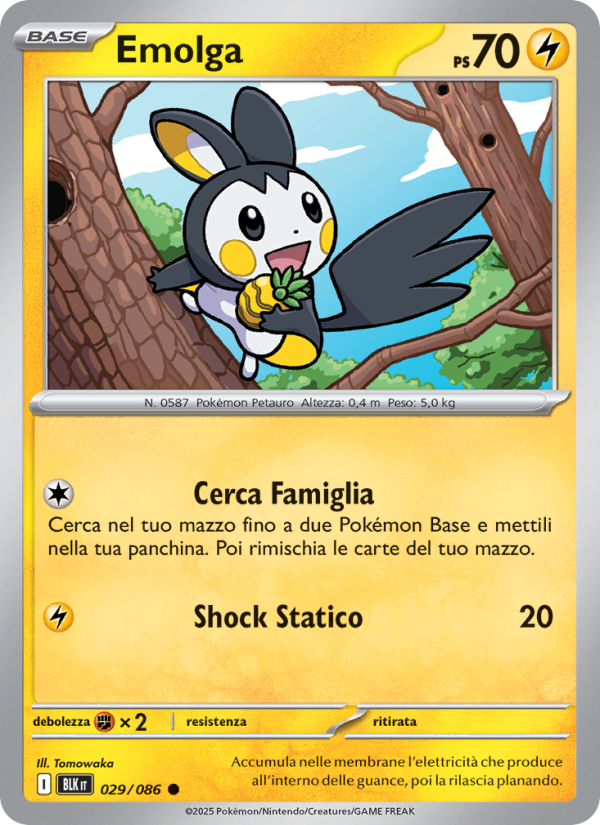 Emolga 029/172 — Luce Nera (Italian Pokémon TCG card)