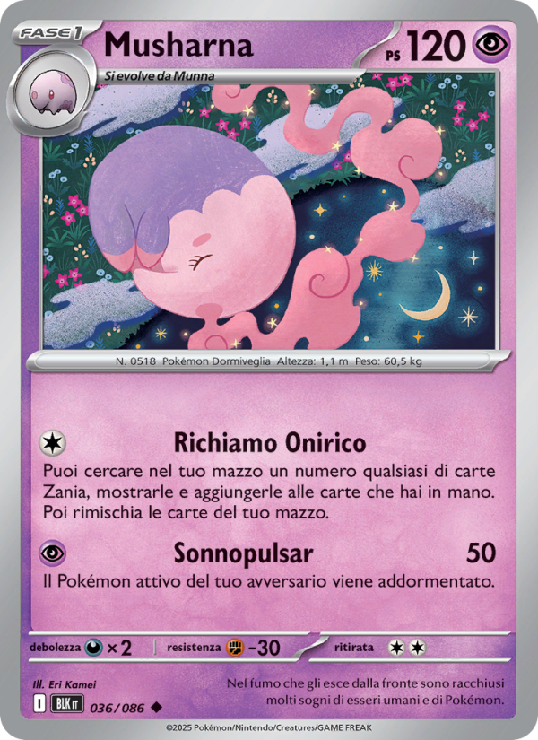 Musharna 036/172 — Luce Nera (Italian Pokémon TCG card)
