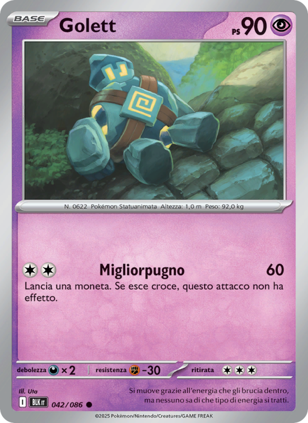 Golett 042/172 — Luce Nera (Italian Pokémon TCG card)