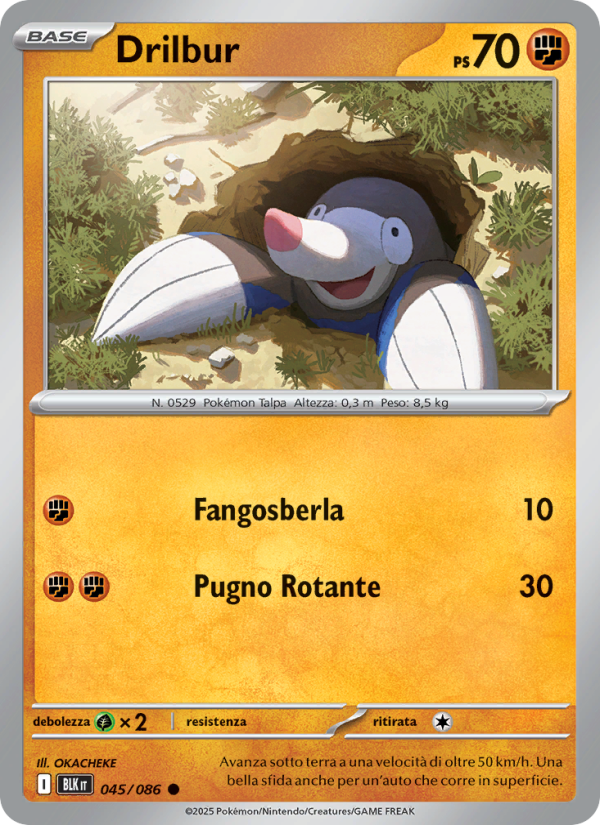 Drilbur 045/172 — Luce Nera (Italian Pokémon TCG card)