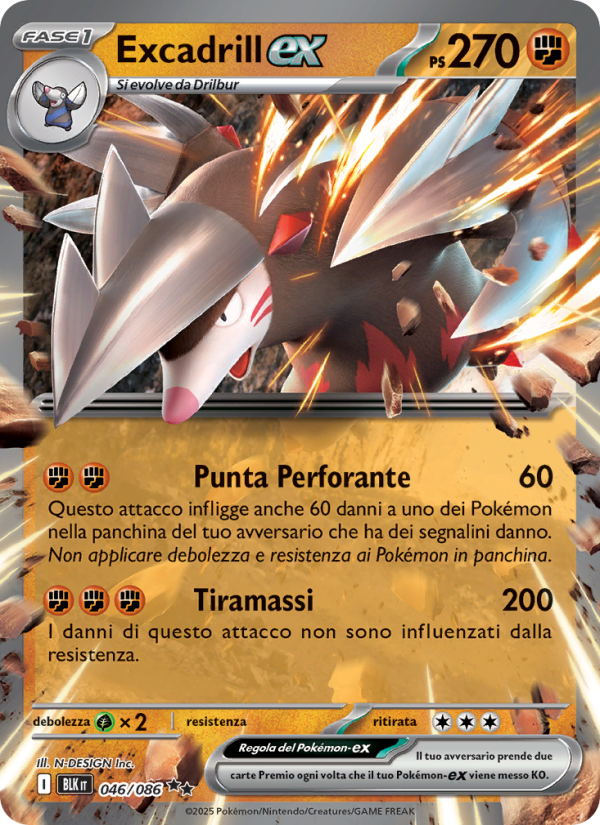 Excadrill-ex 046/172 — Luce Nera (Italian Pokémon TCG card)