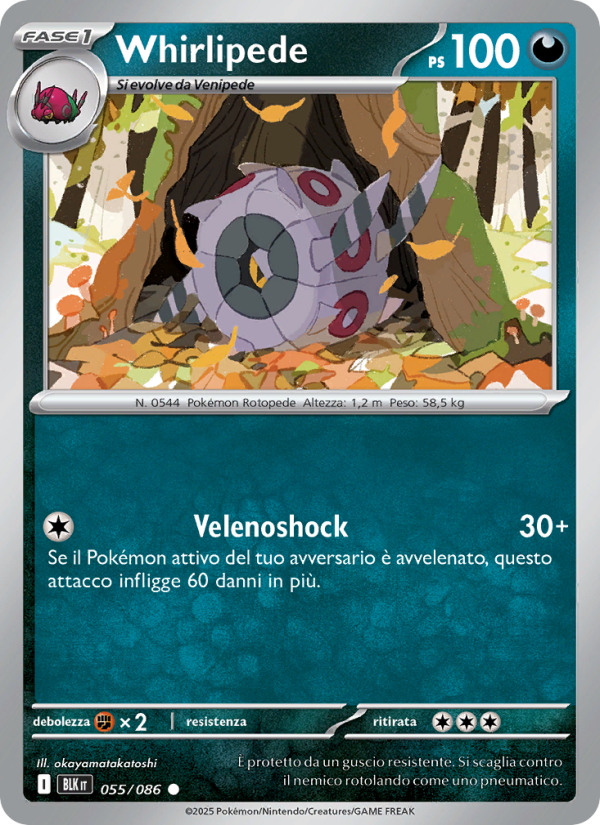 Whirlipede 055/172 — Luce Nera (Italian Pokémon TCG card)