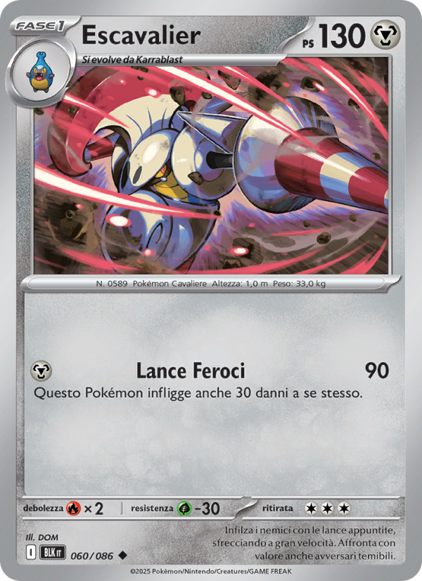 Escavalier 060/172 — Luce Nera (Italian Pokémon TCG card)