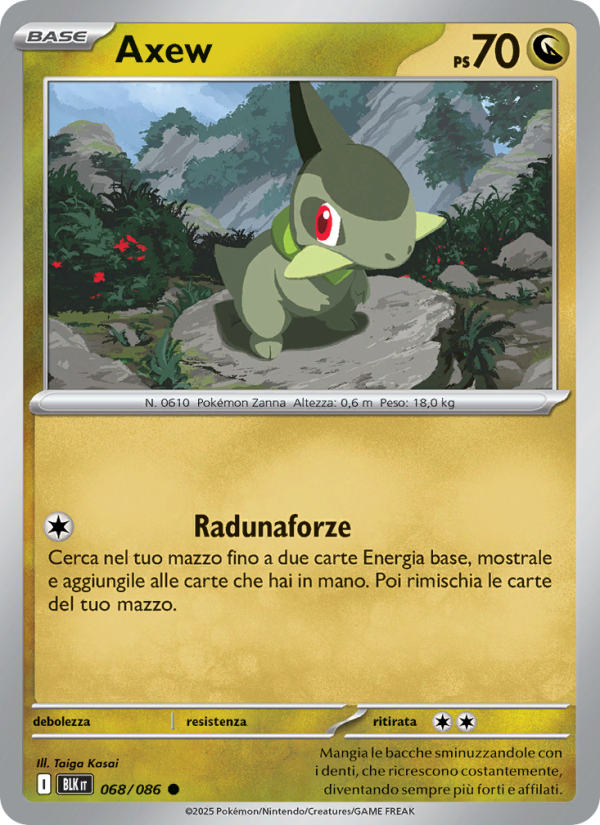 Axew 068/172 — Luce Nera (Italian Pokémon TCG card)