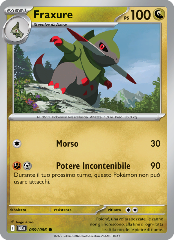 Fraxure 069/172 — Luce Nera (Italian Pokémon TCG card)