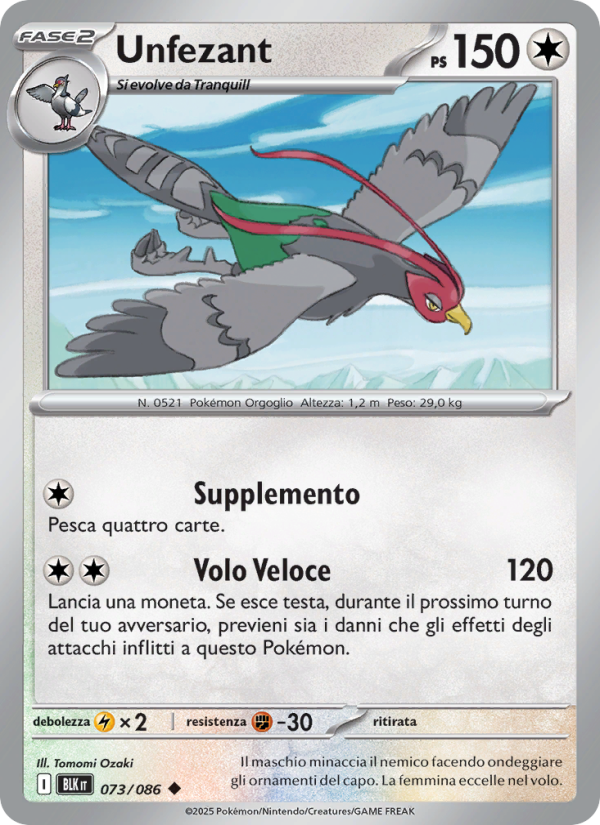 Unfezant 073/172 — Luce Nera (Italian Pokémon TCG card)