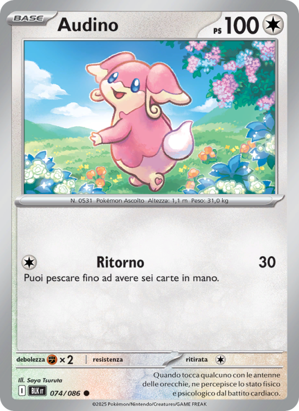 Audino 074/172 — Luce Nera (Italian Pokémon TCG card)