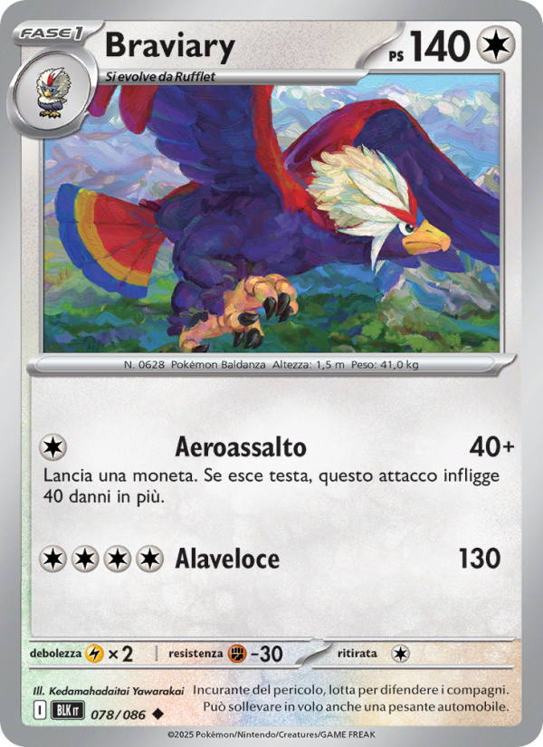 Braviary 078/172 — Luce Nera (Italian Pokémon TCG card)