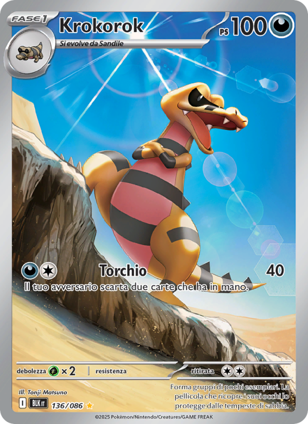 Krokorok 136/172 — Luce Nera (Italian Pokémon TCG card)