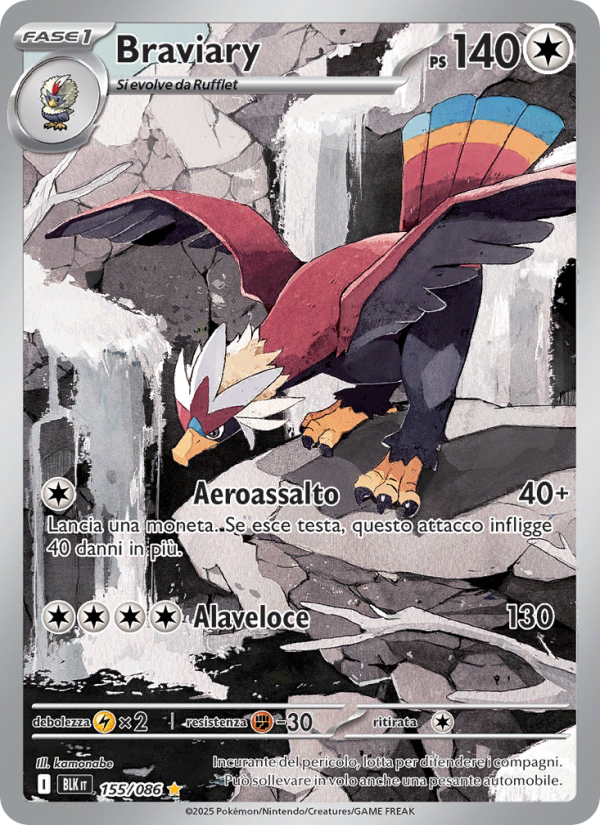 Braviary 155/172 — Luce Nera (Italian Pokémon TCG card)
